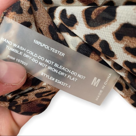 Leopard Print Women's Cowl Neck Blouse - Picture 6 of 7